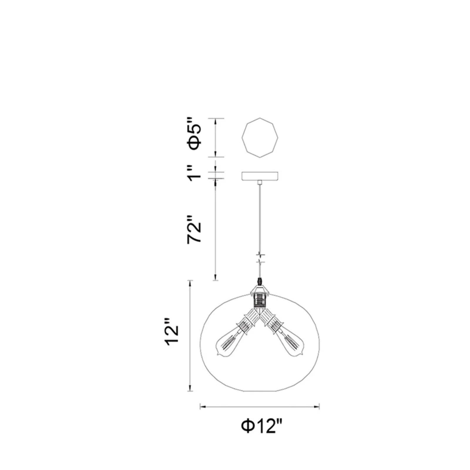 CWI Lighting Glass 1 Light Down Metal Mini Pendant in Black/Amber