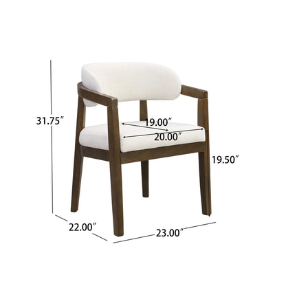 Christopher Knight Home 7-Piece Dining Set with 95" Wood Table, Curved Back Upholstered Armchairs, Walnut & Beige