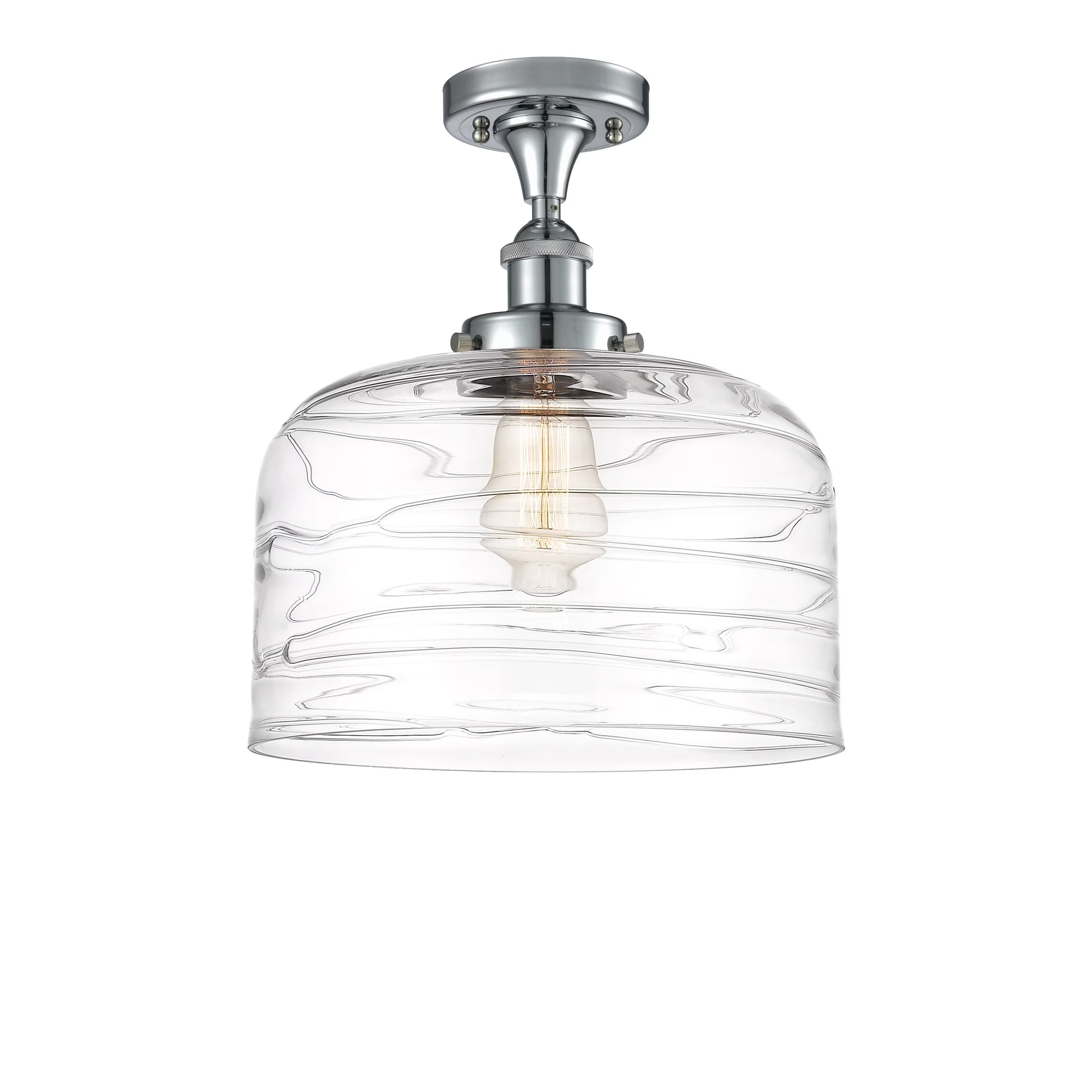Innovations Lighting Ballston Urban Bell - 1 Light 12" Semi-Flush Mount Brushed Brass/Matte White