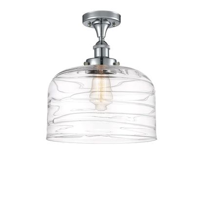 Innovations Lighting Ballston Urban Bell - 1 Light 12" Semi-Flush Mount Brushed Brass/Matte White