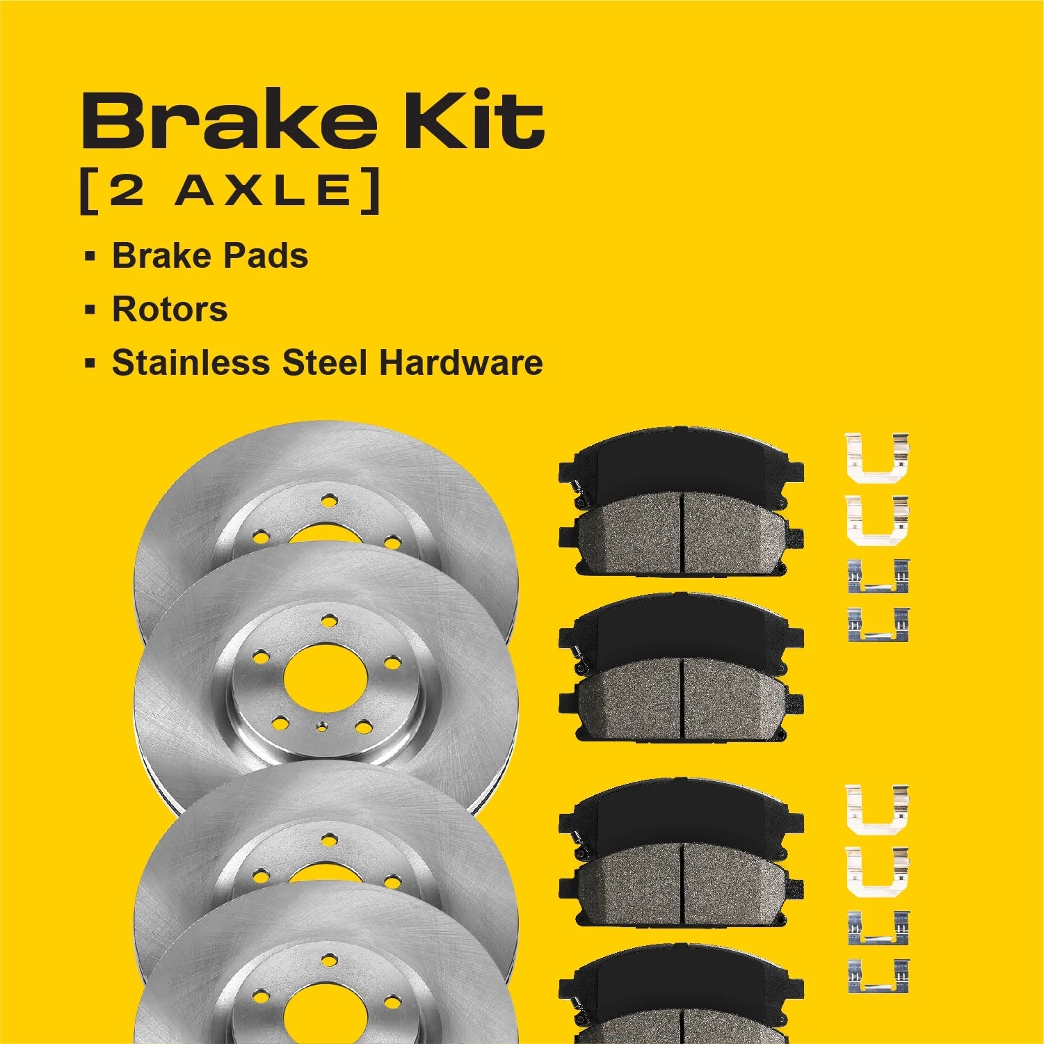 Ultimate Brakes Front and Rear Semi-Metallic Brake Pad and Rotor Kit with Hardware WM81268