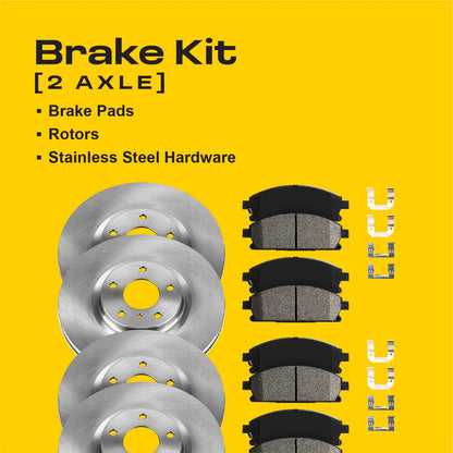 Ultimate Brakes Front and Rear Semi-Metallic Brake Pad and Rotor Kit with Hardware WM81268