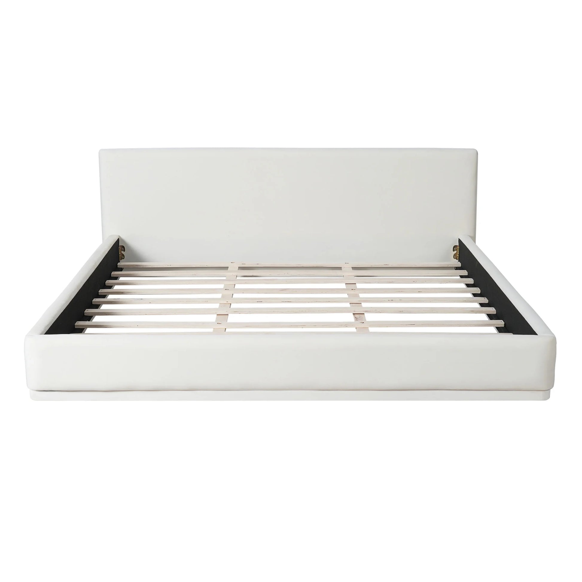 Christopher Knight Home Velvet Upholstered QueenBed, Solid Wood Platform Bed Frame, White
