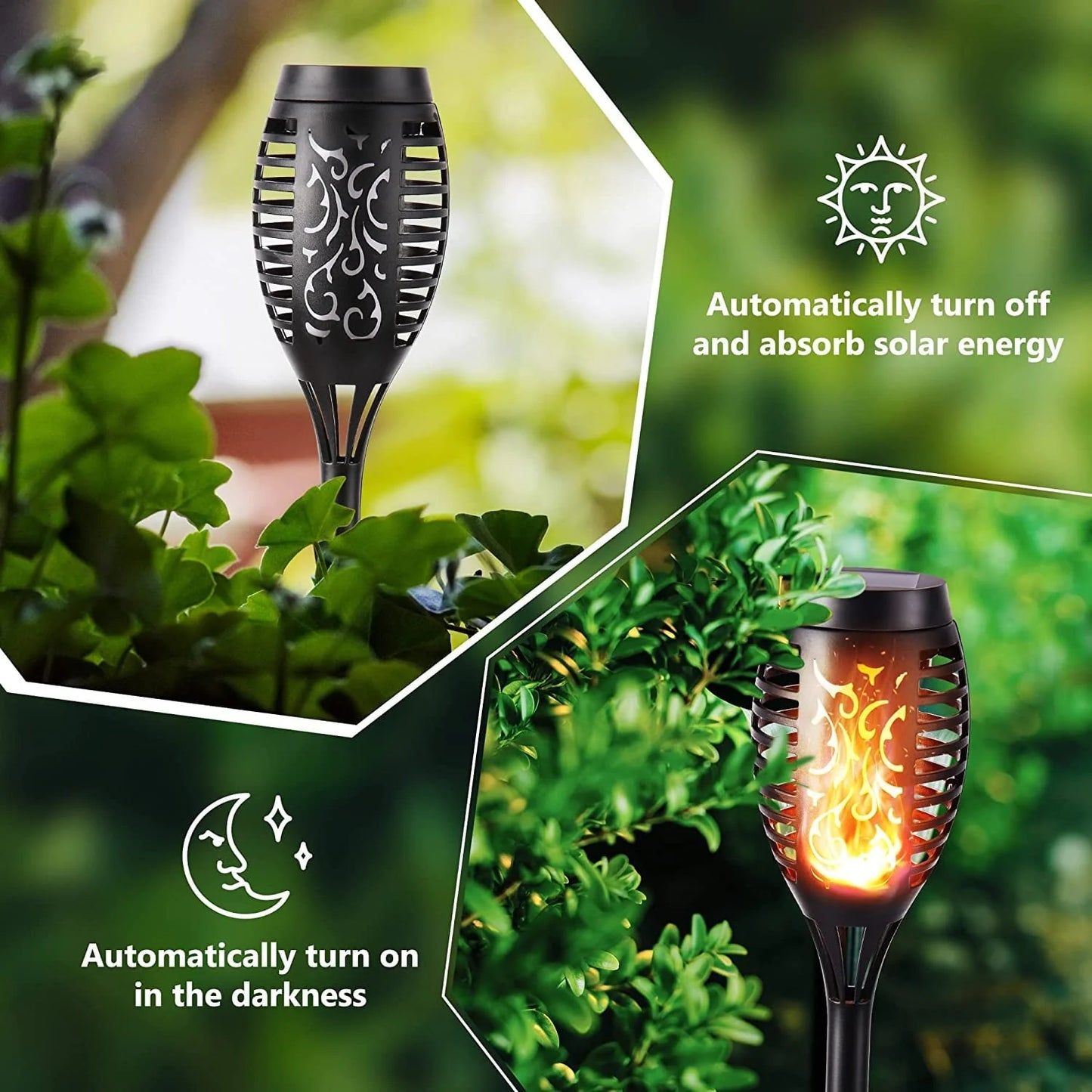 Toodour Christmas Solar Lights Outdoor with Flickering Flame, 12 Pack LED Solar Torch Lights, Waterproof Solar Garden Lights for Path Landscape Patio Christmas Decor