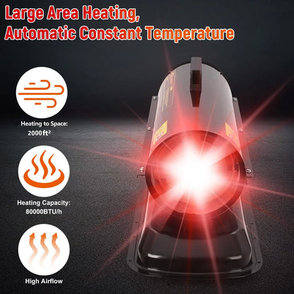 Towallmark Space Heater,80,000 BTU Forced Air Diesel Heater & Kerosene Heater, Space Heaters for Indoor Use,Christmas Gifts