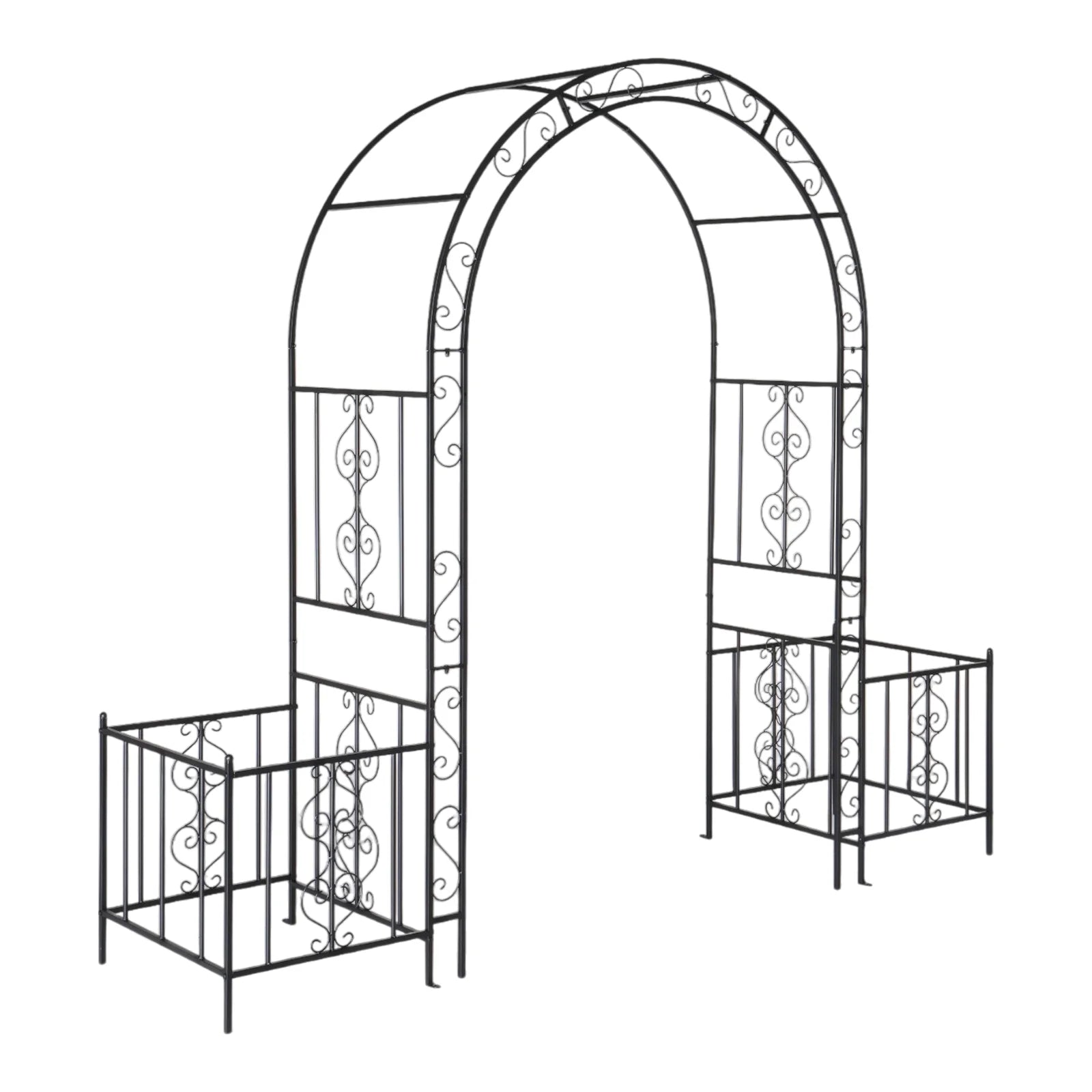 UBesGoo Outdoor 6.7FT Garden Arbor with Planter Box, Wedding Arch Archway for Ceremony Party, Trellis for Plant Climbing, Christmas Decorations Pergola for Backyard, Lawn, Patio, Yard