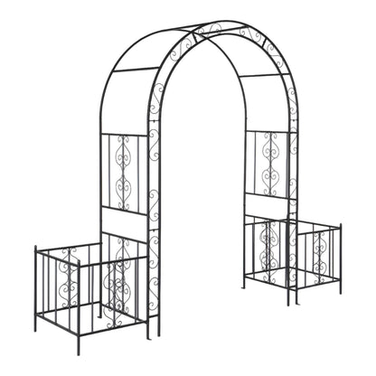UBesGoo Outdoor 6.7FT Garden Arbor with Planter Box, Wedding Arch Archway for Ceremony Party, Trellis for Plant Climbing, Christmas Decorations Pergola for Backyard, Lawn, Patio, Yard