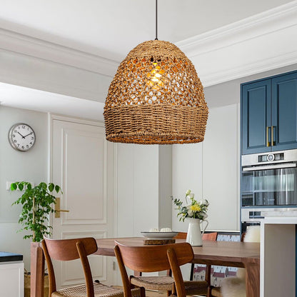 Arturesthome Creative Seagrass Pendant Lamp Rattan Lampshade Handmade Weave Lighting Modern Hanging Ceiling Light Fixture for Cafe Bar