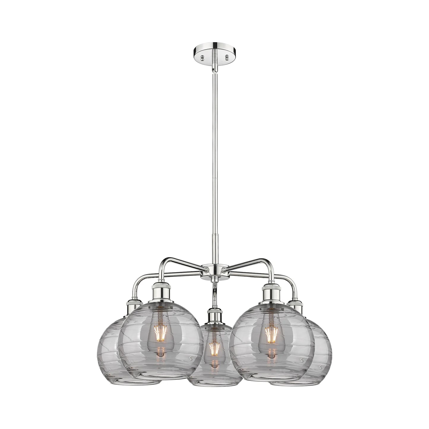 516-5CR-AC-G1213-8SM-Innovations Lighting-Athens Deco Swirl - 5 Light Stem Hung Chandelier In Industrial Style-15.38 Inches Tall and 26 Inches