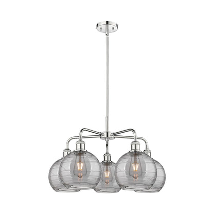 516-5CR-AC-G1213-8SM-Innovations Lighting-Athens Deco Swirl - 5 Light Stem Hung Chandelier In Industrial Style-15.38 Inches Tall and 26 Inches
