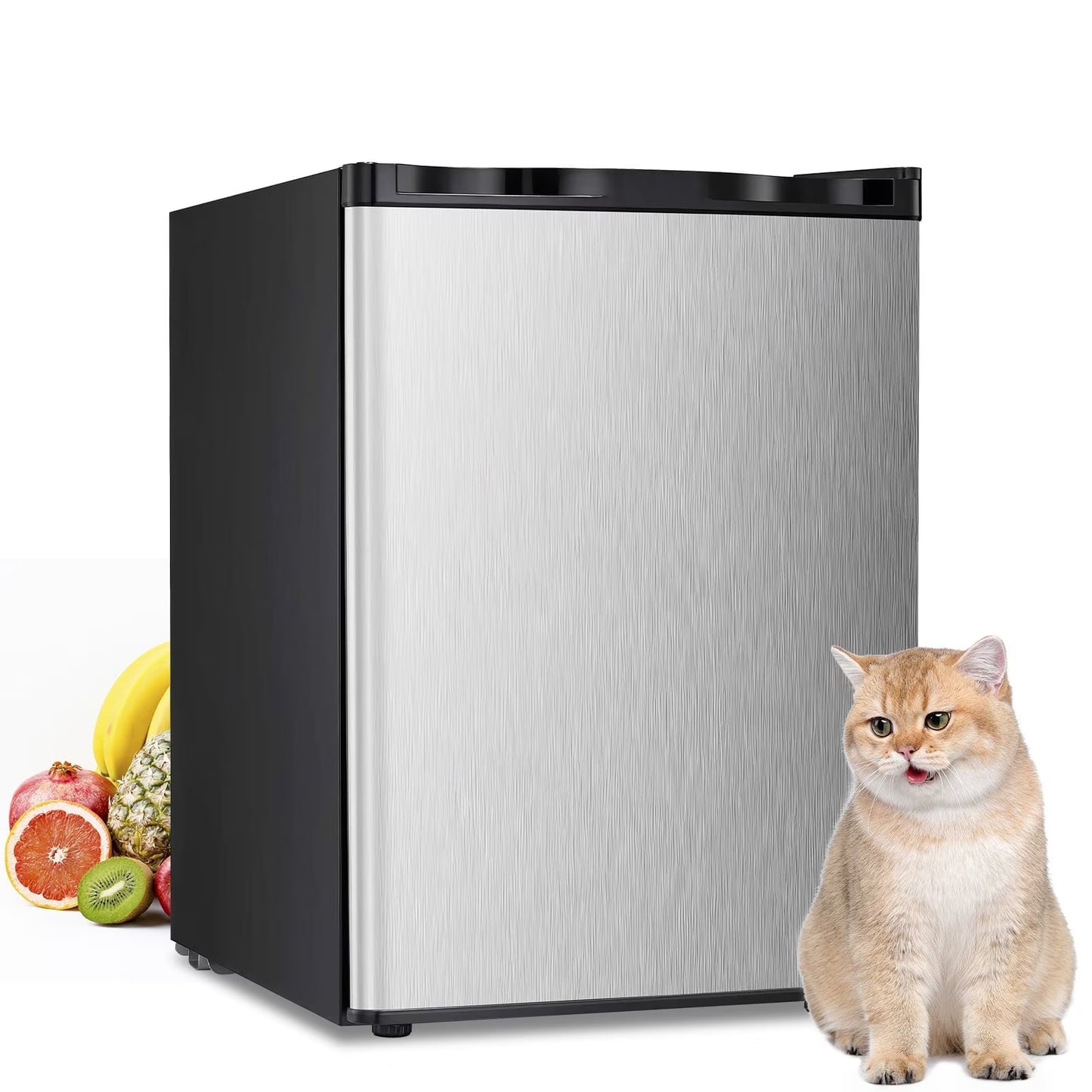 Auseo Mini Freezer Countertop, Energy Saving 2.6 Cu.ft, Single Door Compact Upright Freezer with Reversible Door for Home/Office/Kitchen-White