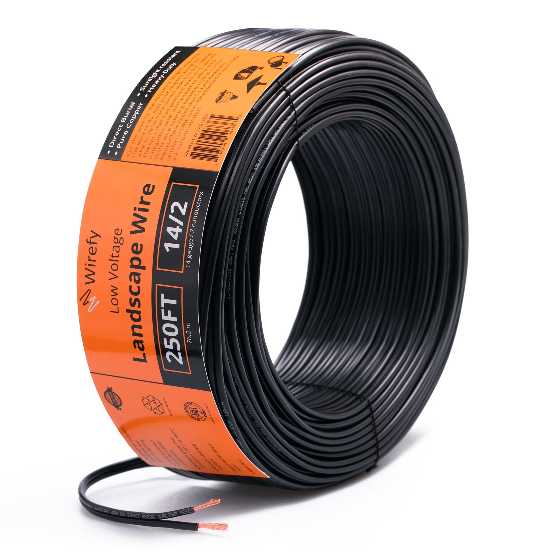 Wirefy 12-Gauge Low Voltage Landscape Lighting Copper Wire, Outdoor Electrical Wire - 250 ft