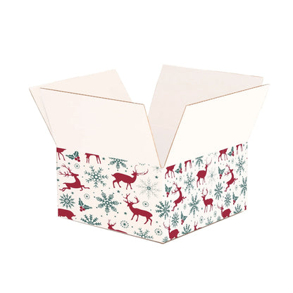 Ucanpack Christmas Packing Boxes 8x6x4 inch - 100 Pack Vintage Reindeer Printed Square Christmas Boxes - Holiday Shipping Box Made in USA Christmas Shipping Boxes Large
