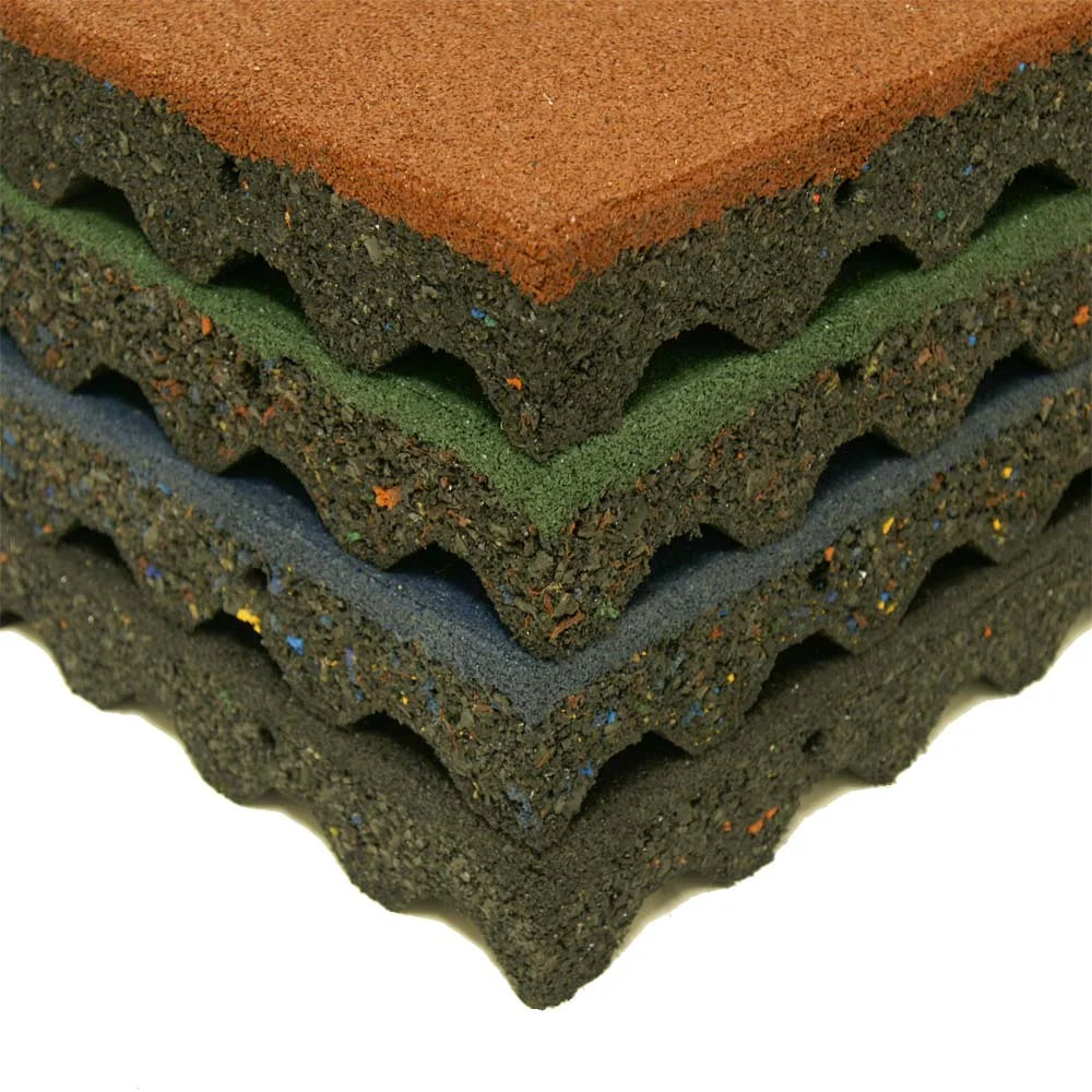 Rubber-Cal "Eco-Safety" Interlocking Playground Tiles - 2.50 x 19.5 x 19.5 inch - One Tile - 2.77 Square Feet Coverage - Blue