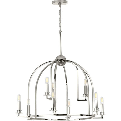 P400187-031-Progress Lighting-Seneca - Chandeliers Light - 9 Light in Farmhouse style - 30 Inches wide by 20.88 Inches high-Black Finish