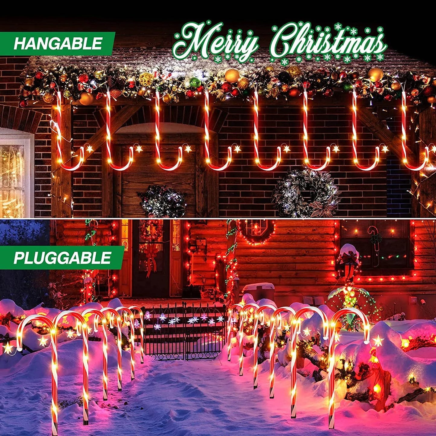 Outdoor Christmas Decorations,12 Pack Solar Christmas Candy Cane Lights with Wireless Remote Control & Bigger Solar Panel, 9 Modes Bright All Night Solar Christmas Yard Pathway Decorations