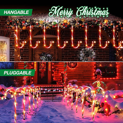 Outdoor Christmas Decorations,12 Pack Solar Christmas Candy Cane Lights with Wireless Remote Control & Bigger Solar Panel, 9 Modes Bright All Night Solar Christmas Yard Pathway Decorations