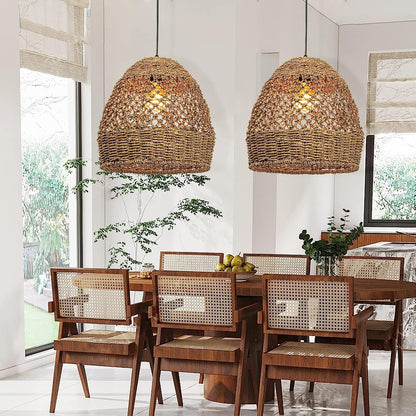 Arturesthome Creative Seagrass Pendant Lamp Rattan Lampshade Handmade Weave Lighting Modern Hanging Ceiling Light Fixture for Cafe Bar