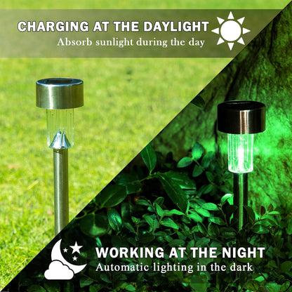 ROMUCHE 24PCS Solar Lights Outdoor Solar Garden Lights Solar Stake Lights Waterproof LED Lawn Light Seal Stainless Steel Solar Lights for Outside Pathway Garden Patio Christmas Decor(RGB)