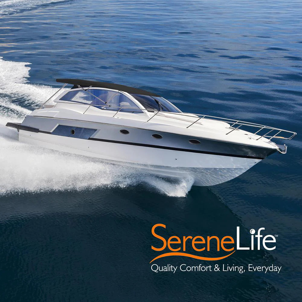 Serene Life SLBT466G - 4 Bow Bimini Top Boat Cover - Front Hold-Down Straps and Rear Support Arms, Includes Mounting Hardware with 1 In. Aluminum Frame (Gray)