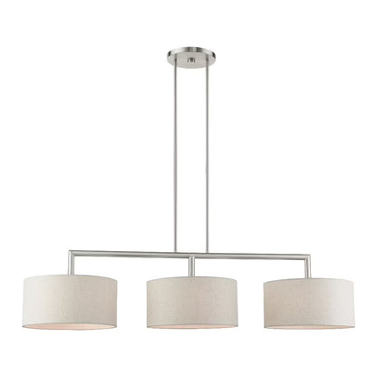 Livex Lighting Monroe 3-Light Metal & Fabric Linear Chandelier in English Bronze