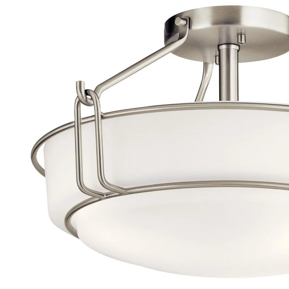 44085NI-Kichler Lighting-Alkire - 3 light Semi-Flush Mount - with Transitional inspirations - 9.25 inches tall by 16.5 inches wide-Brushed Nickel