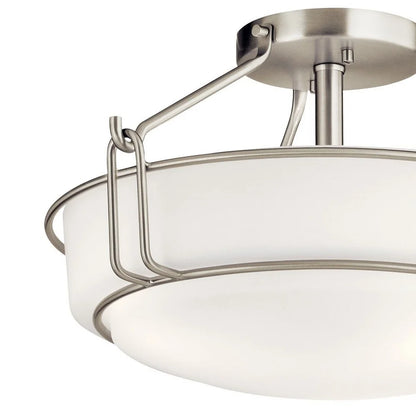 44085NI-Kichler Lighting-Alkire - 3 light Semi-Flush Mount - with Transitional inspirations - 9.25 inches tall by 16.5 inches wide-Brushed Nickel