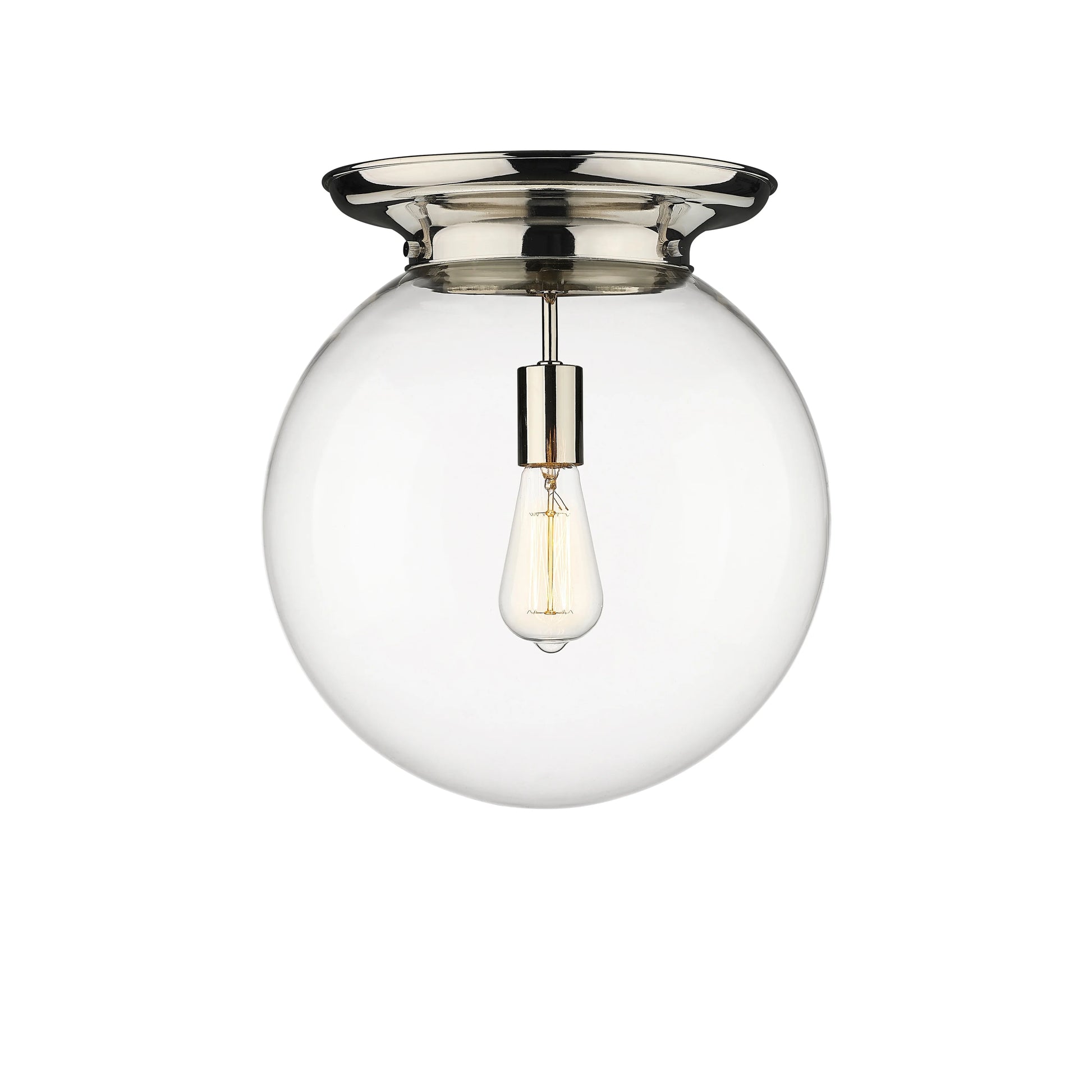 221-1F-PN-G202-14-Innovations Lighting-Beacon - 1 Light Flush Mount In Traditional Style-15.25 Inches Tall and 14 Inches Wide-Polished Nickel