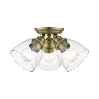 Livex Lighting Montgomery 3-Light Metal & Glass Flush Mount in Black