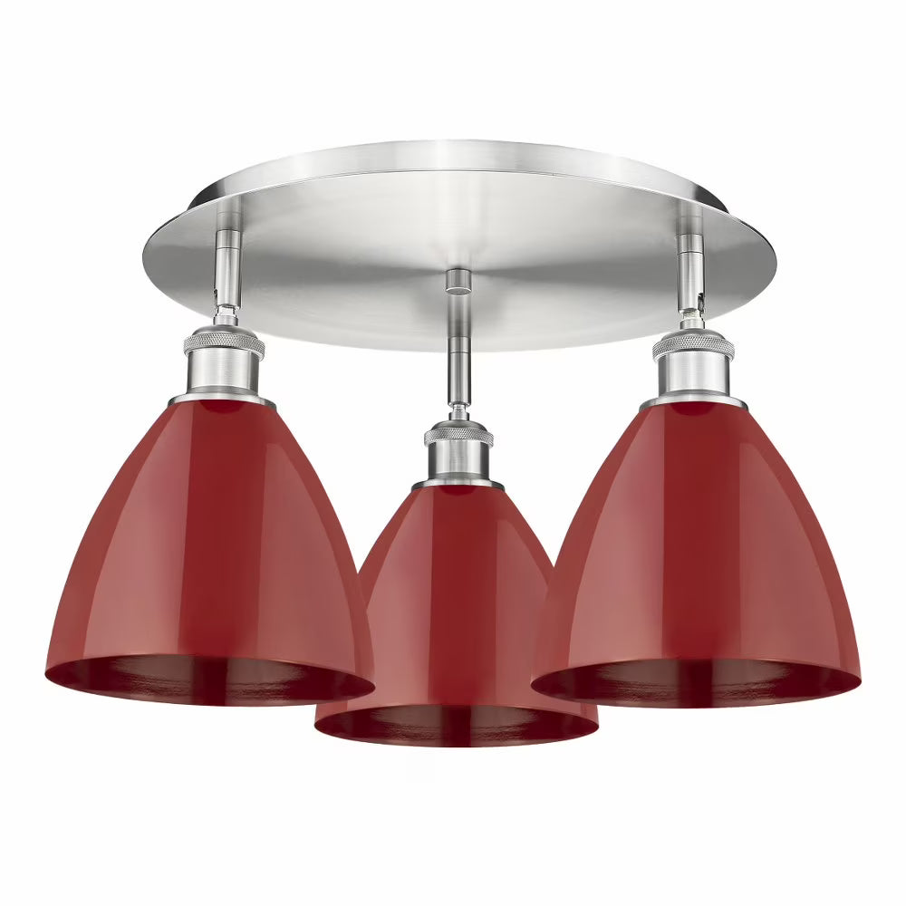 516-3C-AB-MBD-75-BL-Innovations Lighting-Ballston Dome - 3 Light Flush Mount In Industrial Style-10 Inches Tall and 19.25 Inches Wide-Antique Brass