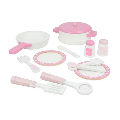 Spark. Create. Imagine. Deluxe Wooden Play Kitchen with Accessory Play Set- Pink