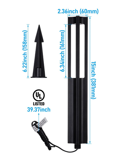 6 Pack LED Pathway Lights, 12-24V AC/DC Low Voltage Landscape Lighting , IP65, ETL Listed, Aluminum, 3000K Warm White, Black Finish