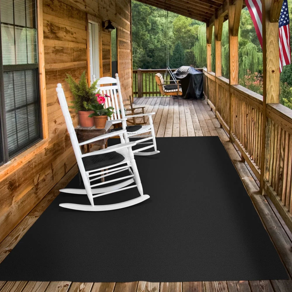 House Home & More Black 6' x 10' Indoor/Outdoor Ribbed Carpet Roll for Boat, Basement, or Garage