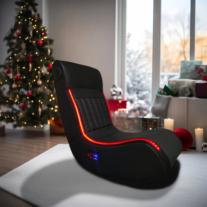 Folding Gaming Chair with Metal Speakers, RGB Lighting, Bluetooth, Vibration Massage & USB Port