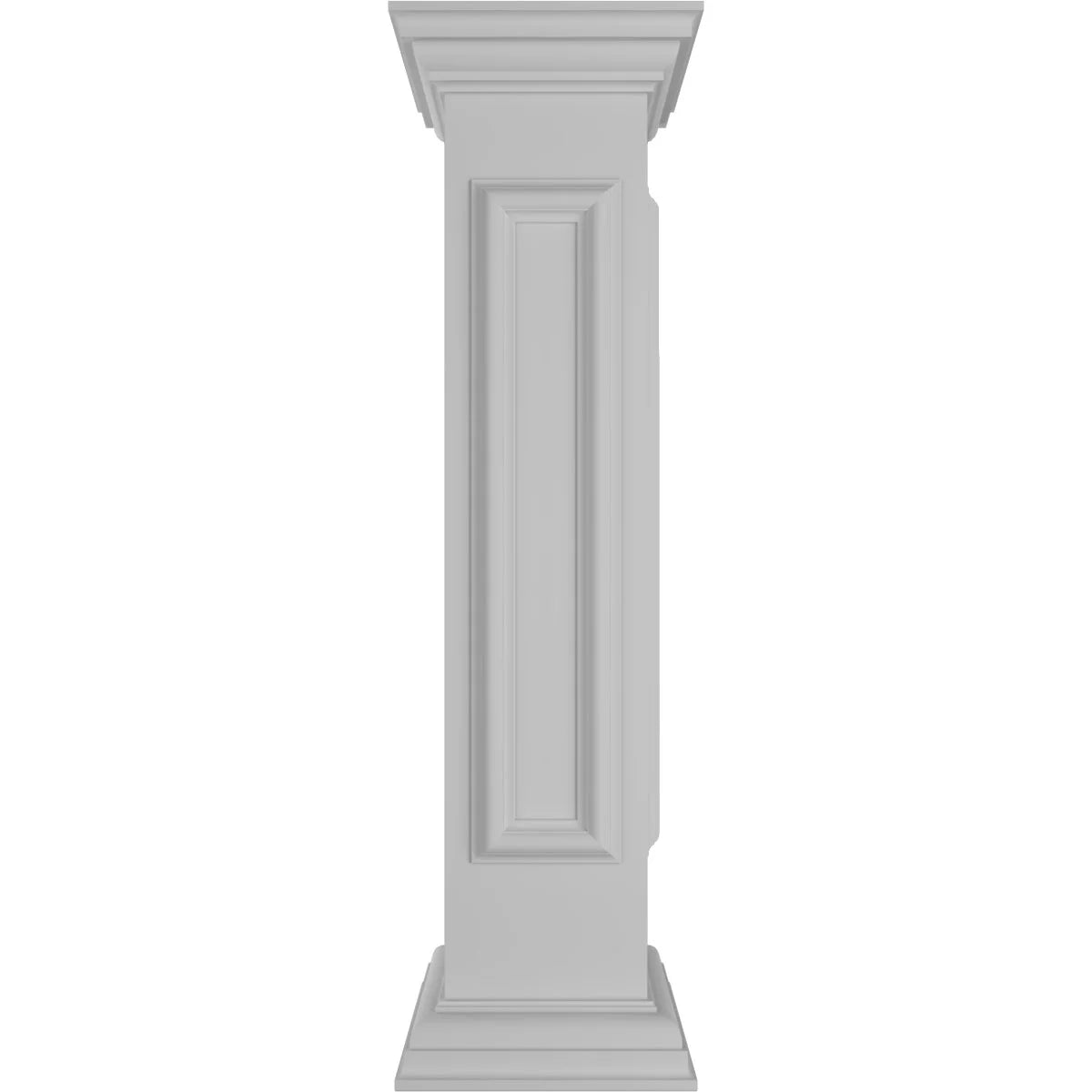 Ekena Millwork 8"W x 40"H End Newel Post with Panel, Flat Capital & Base Trim (Installation kit included)