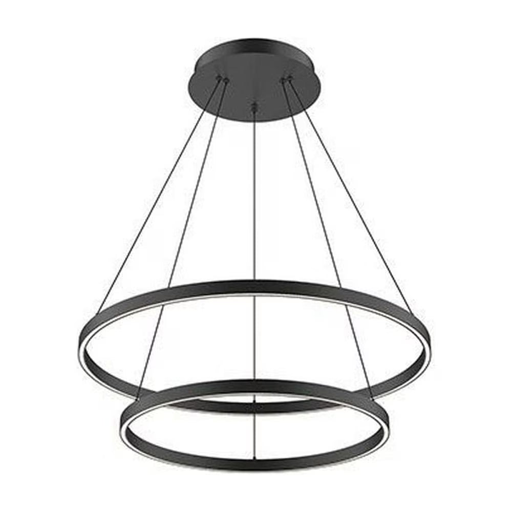 Kuzco Lighting Cerchio 2 Layer 32" Chandelier Textured Down Only 930 TRIAC 120 116W Black