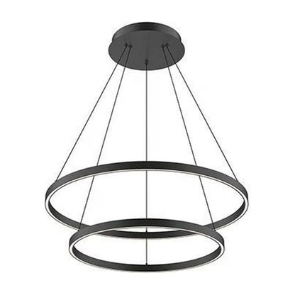 Kuzco Lighting Cerchio 2 Layer 32" Chandelier Textured Down Only 930 TRIAC 120 116W Black