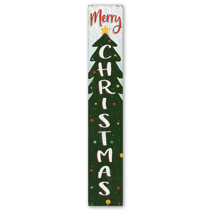 My Word! Merry Christmas Holiday Porch Board Welcome Sign and Porch Leaner for Front Porch, Yard, Deck, Patio, Wall - Indoor Outdoor Farmhouse Rustic Vertical Porch and Yard Decor 8"x46.5"