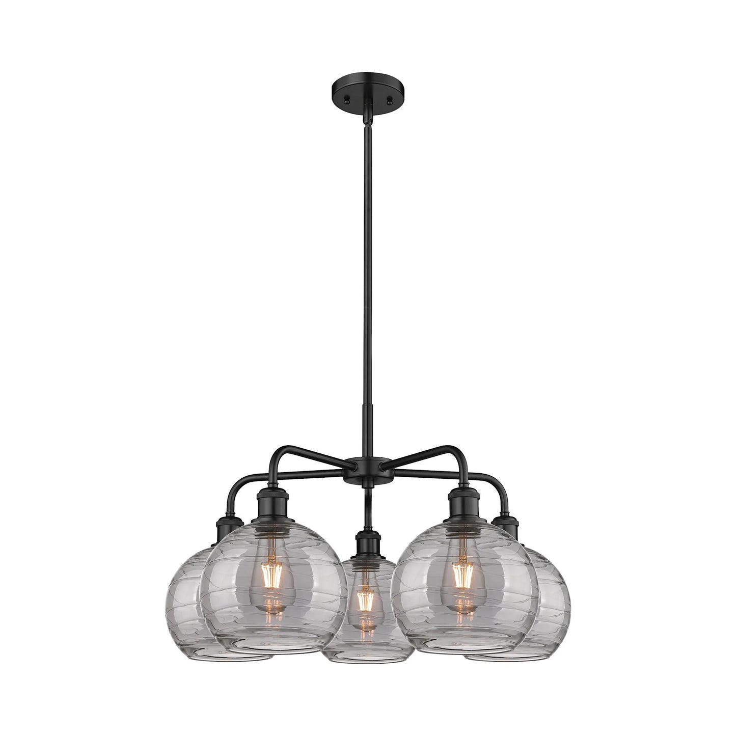 516-5CR-AC-G1213-8SM-Innovations Lighting-Athens Deco Swirl - 5 Light Stem Hung Chandelier In Industrial Style-15.38 Inches Tall and 26 Inches