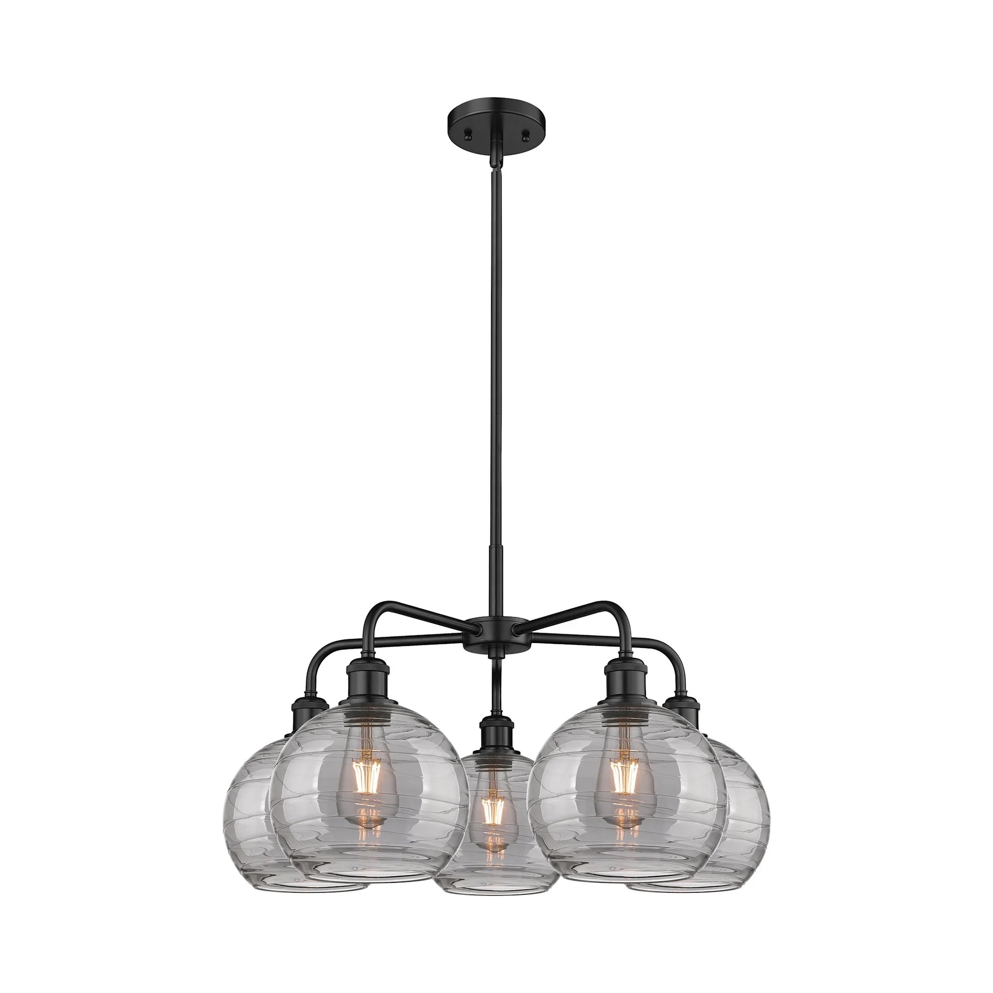516-5CR-AC-G1213-8SM-Innovations Lighting-Athens Deco Swirl - 5 Light Stem Hung Chandelier In Industrial Style-15.38 Inches Tall and 26 Inches