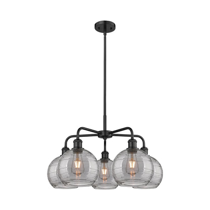 516-5CR-AC-G1213-8SM-Innovations Lighting-Athens Deco Swirl - 5 Light Stem Hung Chandelier In Industrial Style-15.38 Inches Tall and 26 Inches