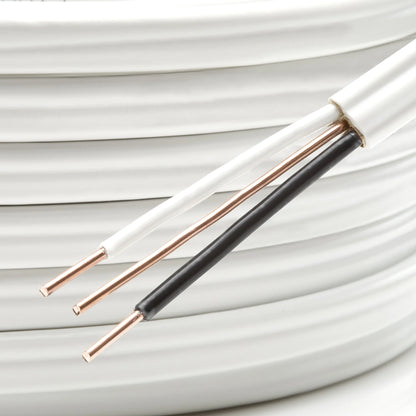 Maxxima 100 Ft. 14/2 White NM-B Solid Copper W/G Electrical Wire, Non Metallic Cable, Outlets & Switches