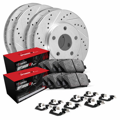 R1 Concepts Front Rear Brakes and Rotors Kit |Front Rear Brake Pads| Brake Rotors and Pads| Optimum OEp Brake Pads and Rotors |Hardware Kit WGUH2-31056