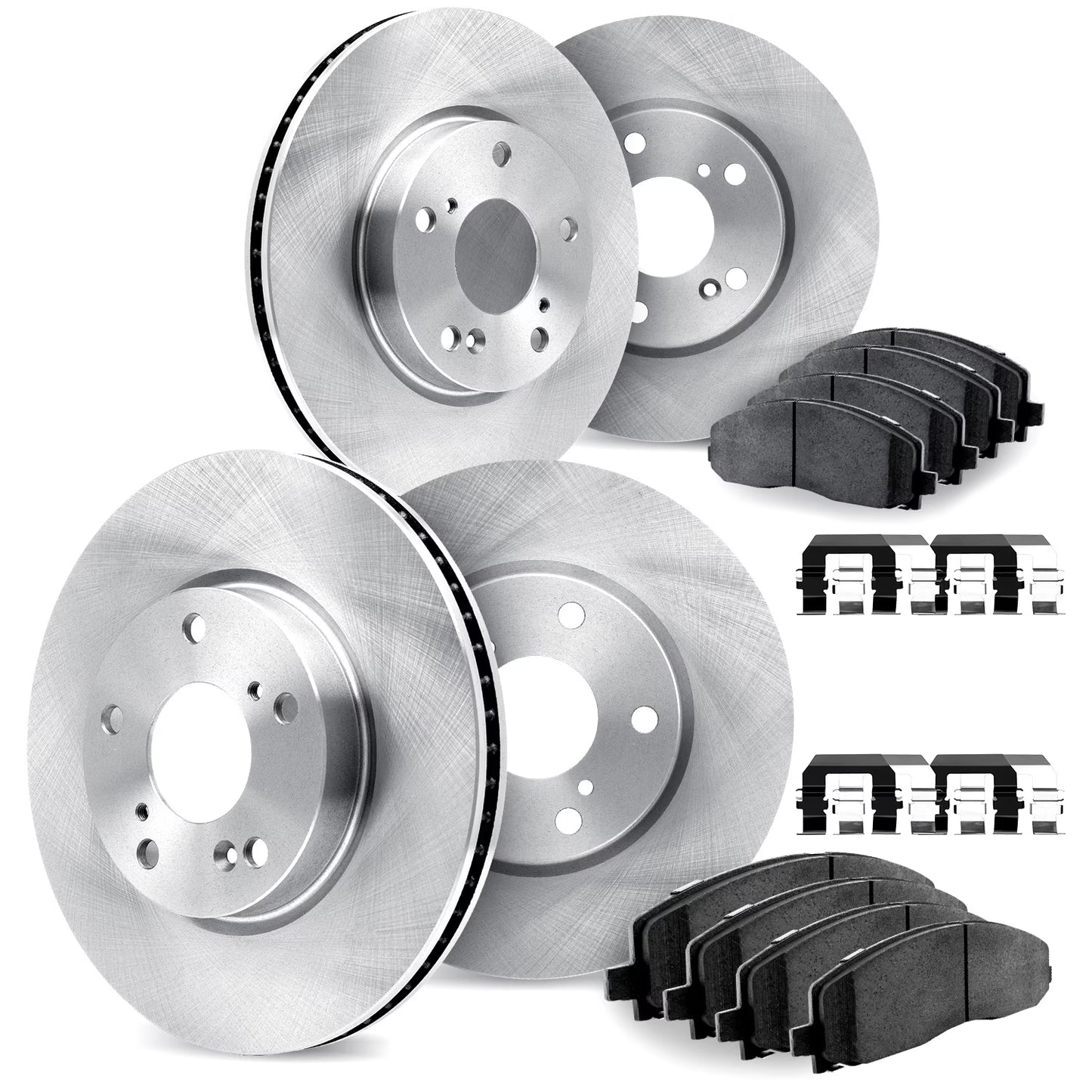 Dynamic Friction Company Front and Rear Brake Rotors with 5000 Euro Ceramic Brake Pads includes Hardware - 6614-73015