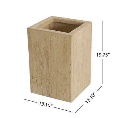 Christopher Knight Home Minimalist 27" H MGO Plant Box, Square Design, Indoor/Outdoor, Travertine Beige