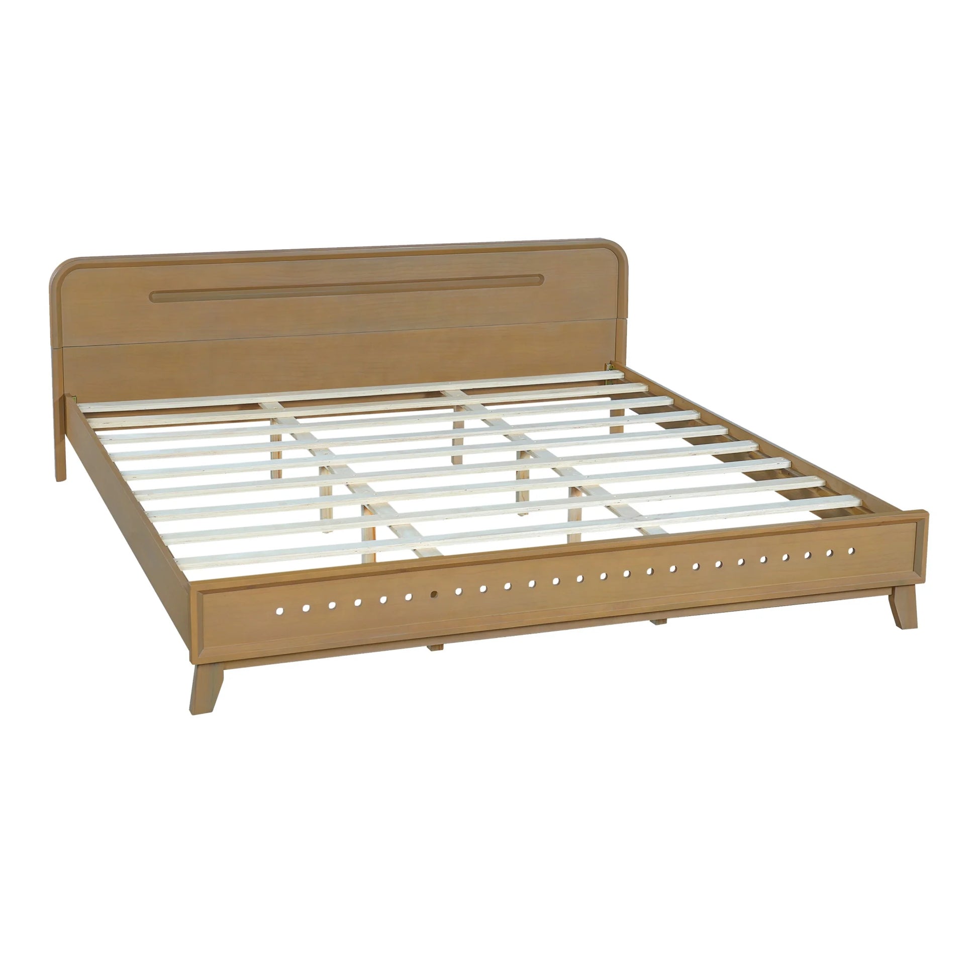 Christopher Knight Home King Size Bed Frame with Headboard, Solid Wood Platform Bed, Earthy Khaki