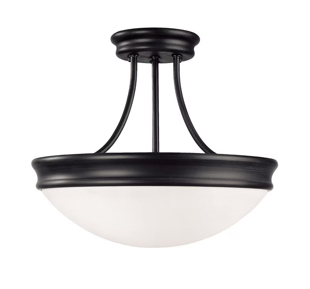 14 Inch 3 Light Semi-Flush Mount In Traditional Style 14 High By 11.75 Wide-Oil Rubbed Bronze Finish Capital Lighting 2037Or