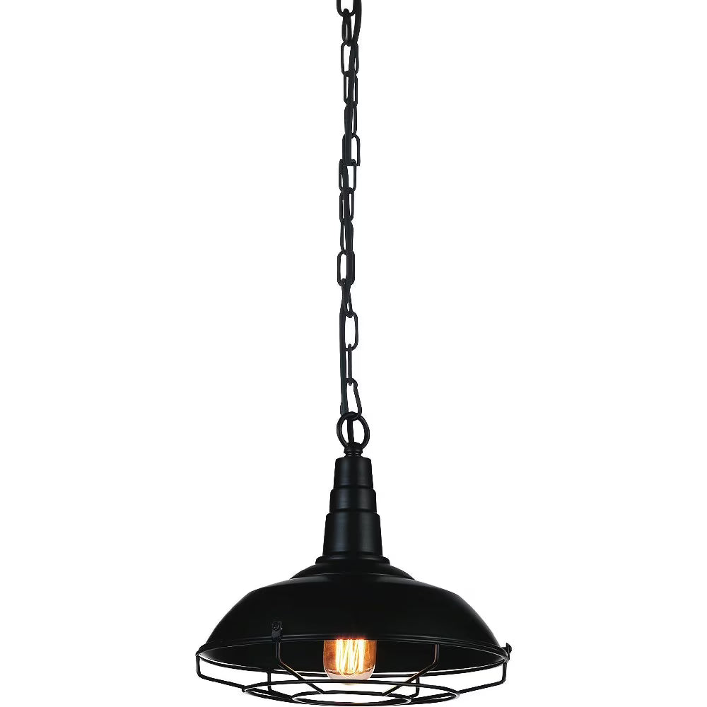 CWI Lighting Morgan 1 Light Down Farmhouse Metal Mini Pendant in Black