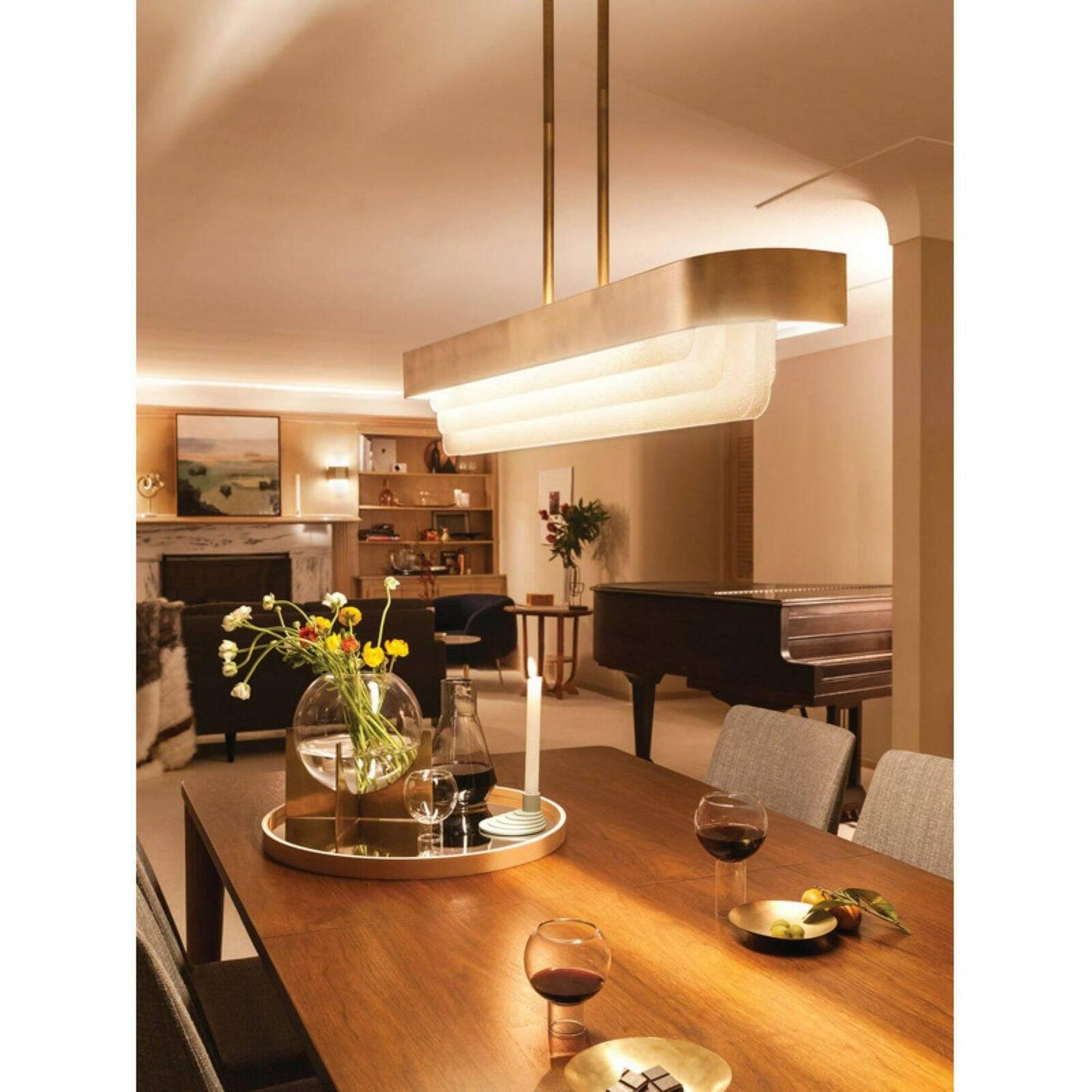 44160NBRLED-Kichler Lighting-Serene - 64W 2 LED Linear Chandelier In Contemporary Style-7.25 Inches Tall and 6 Inches Wide