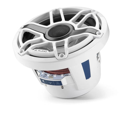 JL Audio M6-880X-S-GwGw-i 8.8-inch (224 mm) Marine Coaxial Speakers with Transflective LED Lighting, Gloss White Trim Ring, Gloss White Sport Grille